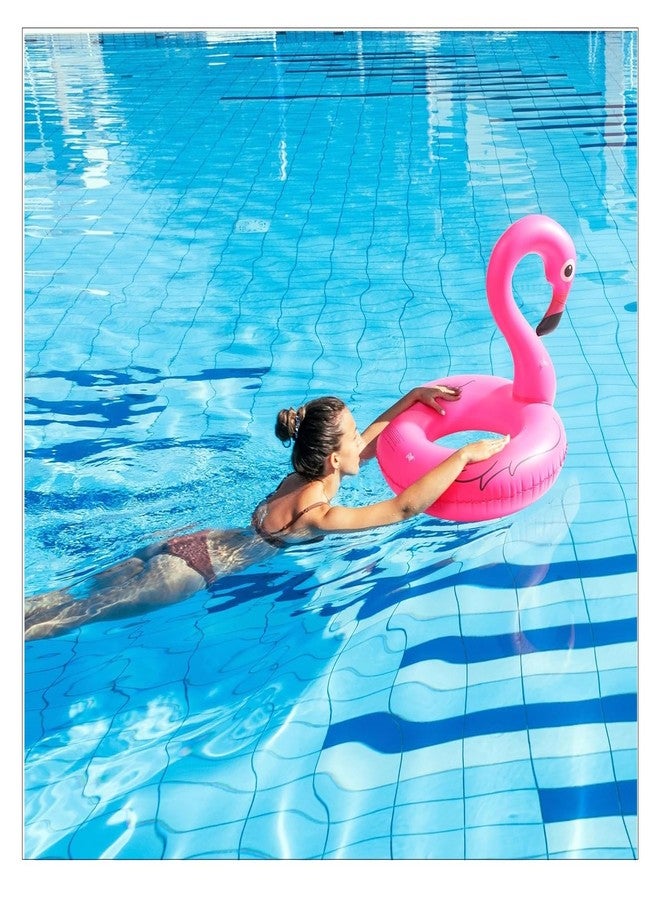 CRULAC Giant Inflatable Flamingo Pool Float | PVC Swimming Ring for Adults & Kids | Summer Pool Party Tubes, Beach Floats & Pool Decorations Blow Up Water Floaties Pink Ring Lounger, 120cm - Image 4